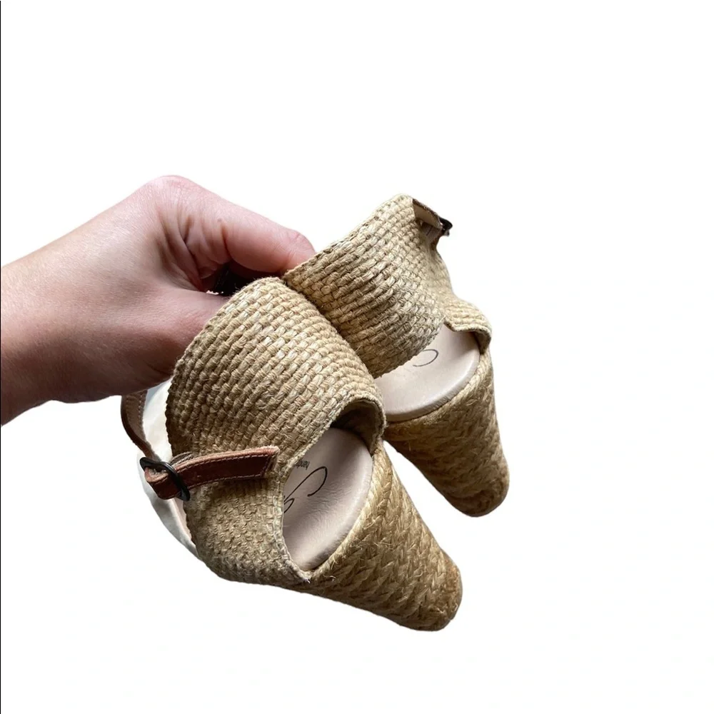 GAIMO Tan Wedge Espadrilles Sandals